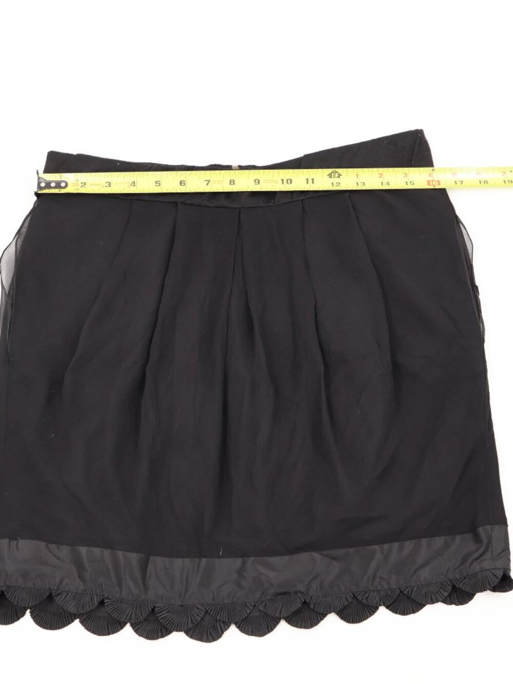 Chloe Mini Skirt Womens IT 40 Black Noir Pleated Scalloped Hem Made in France NW - Picture 3 of 11